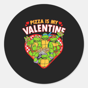 Sticker Rond Tortues Ninja Turtles Pizza Est Ma Saint-Valentin