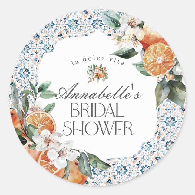 Sticker Rond Toscane Carrelage Italien Douche nuptiale Invitati (Devant)
