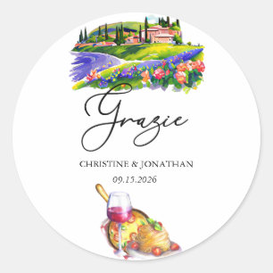 Sticker Rond Toscane Italie   Nourriture Italienne   Merci Cade
