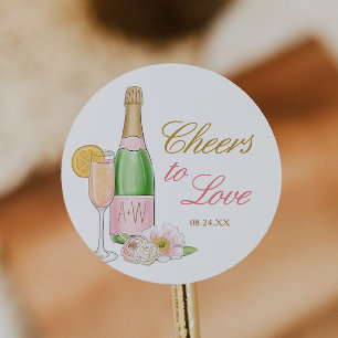 Sticker Rond Tostes au Amour Favori de Brunch Mariée et Bubbly