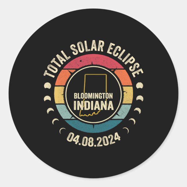 Sticker Rond Total Éclipse solaire 2024 04.08.24 (Devant)