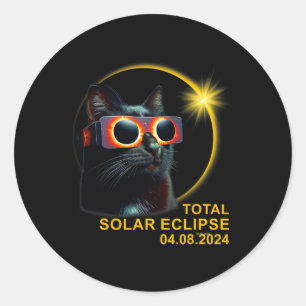 Sticker Rond Total Éclipse Solaire 2024 Mignons Éclipse Solaire