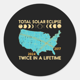 Sticker Rond Total Éclipse Solaire Deux Fois De Vie 2017 2024 H