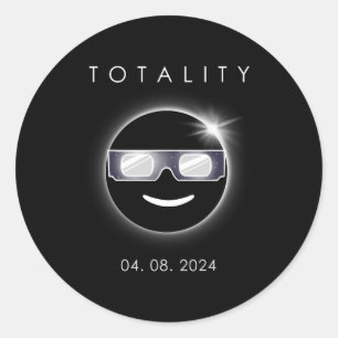 Sticker Rond Total Solaire Eclipse 04 08 2024 Totalité Garçons 
