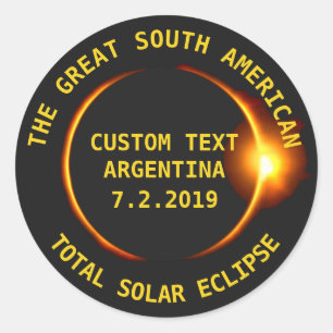 Sticker Rond Total Solaire Eclipse 2019 Argentine, Amérique du 