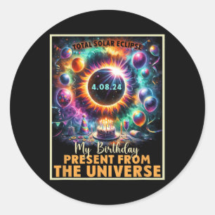 Sticker Rond Total Solaire Eclipse 2024 Anniversaire Présence T