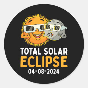 Sticker Rond Total Solaire Eclipse 2024 Lunettes Amusants Sun M