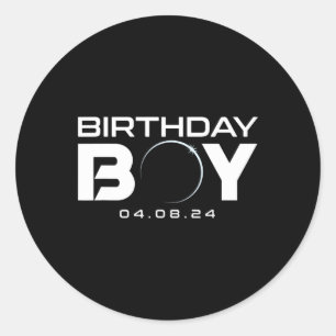 Sticker Rond Total Solaire Eclipse Anniversaire Garçon 8 avril