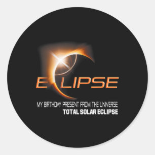 Sticker Rond Total Solaire Éclipse Mon Anniversaire Présent De 