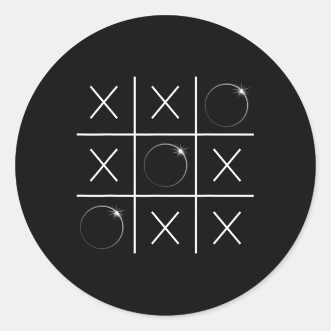 Sticker Rond Total Solaire Eclipse Tic Tac Toe 04 08 2024 Garço (Devant)