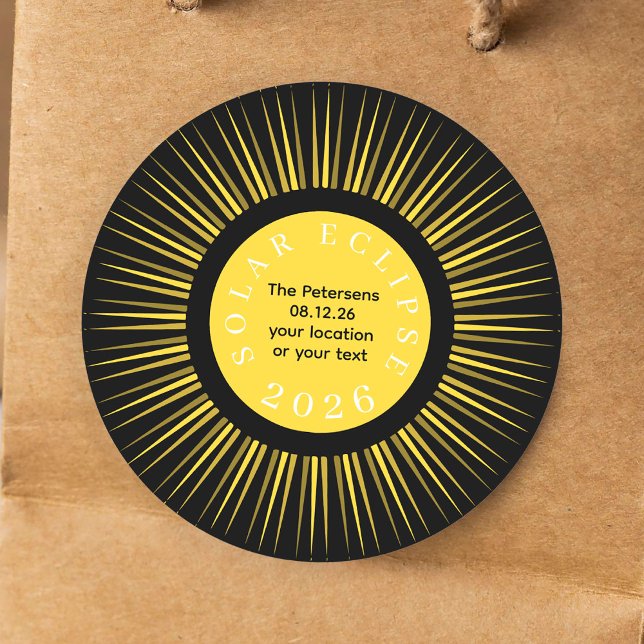 Sticker Rond Total solar eclipse 2026 your name personalized (Créateur téléchargé)