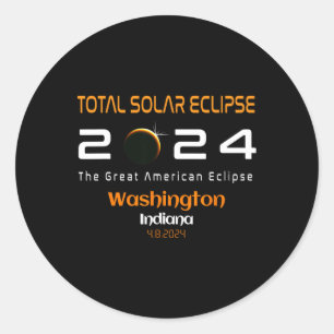 Sticker Rond Total Solar Eclipse Path 2024 Washington Indiana I