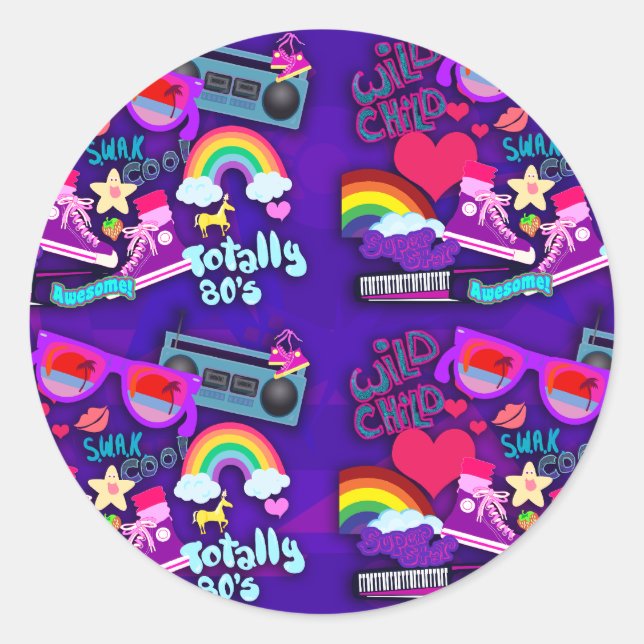 Sticker Rond Totalement 80 Violet Collage (Devant)