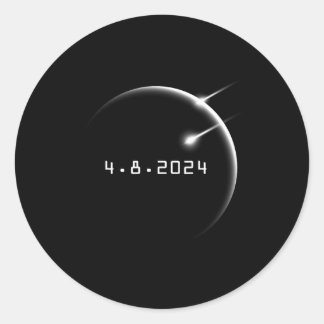 Sticker Rond Totalité 4.08.2024 Total Solaire Eclipse 2024 Fami