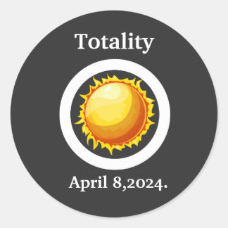 Sticker Rond Totalité Great American Solar Eclipse 2024 Retro