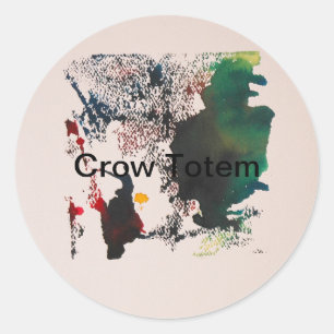 Sticker Rond Totem de Corbeau Abstrait Jeff Hankamer Artjunkhau