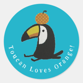 Sticker Rond Toucan Loves Orange