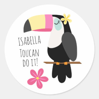 Sticker Rond Toucan peut le faire Encouragement Tropical