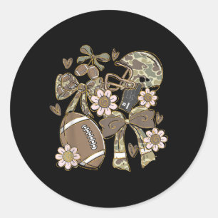 Sticker Rond Touch Football Jour Thanksgiving Camo Coqu
