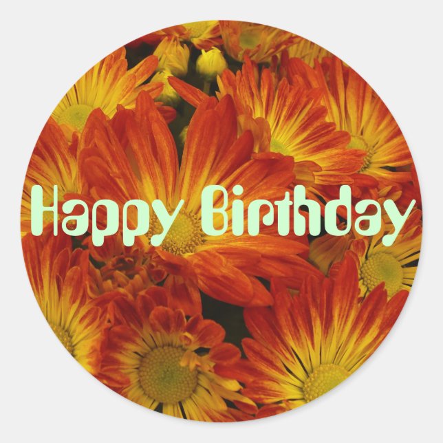 Sticker Rond Touch of Fall, Joyeux anniversaire, maman orange (Devant)