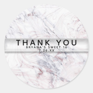 Sticker Rond Touche de rose blanc et gris marbre tourbillon chi