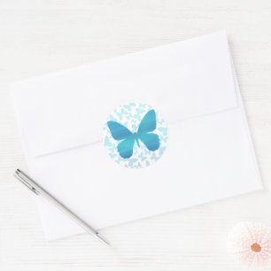 Sticker Rond Touche papillon (Turquoise-simple)