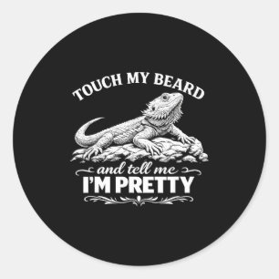 Sticker Rond Toucher ma barbe drôle lézard dragon barbu cool lo