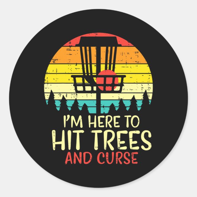 Sticker Rond Touchez Les Arbres Et Curse Coucher De Soleil Retr (Devant)