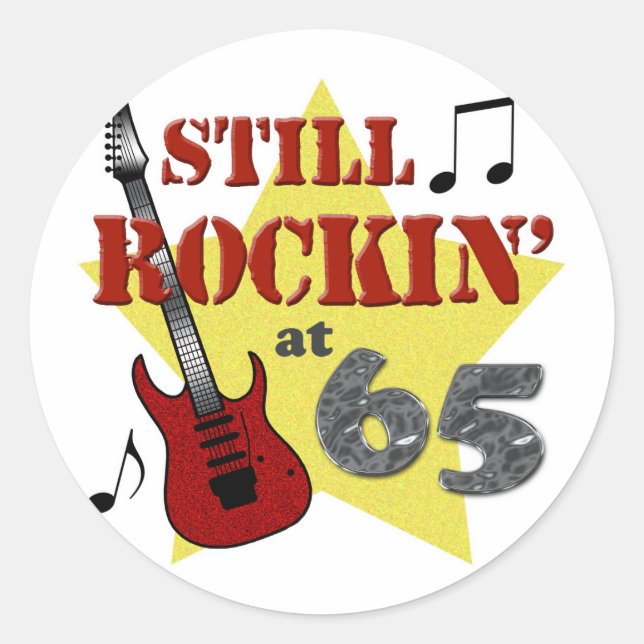 Sticker Rond Toujours Rockin' à 65 ans (Devant)