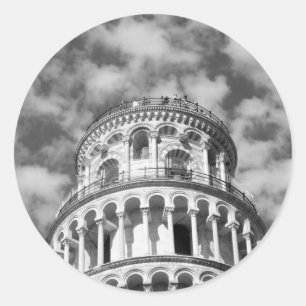 Sticker Rond Tour blanche noire de Pise Italie