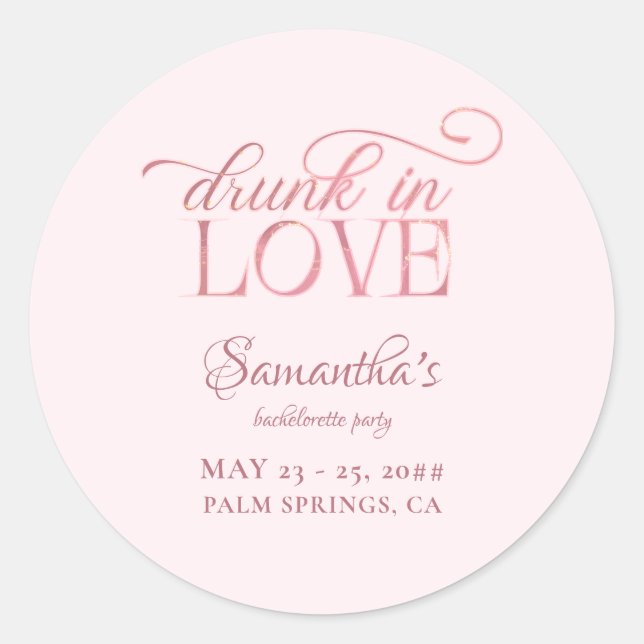 Sticker Rond Tour de champagne Amoureux ivres Rose Enterrement  (Devant)