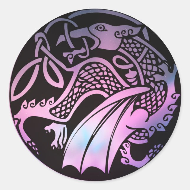 Sticker Rond Tour de dragon celtique (Devant)