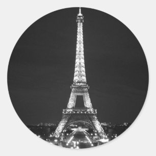 Sticker Rond Tour Eiffel de nuit - B/W