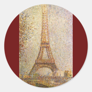 Sticker Rond Tour Eiffel par Georges Seurat, Art Vintage