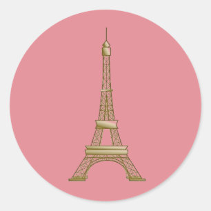 Sticker Rond Tour Eiffel Rose & Or de Paris