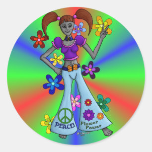 Sticker Rond Tour Hippy Alien