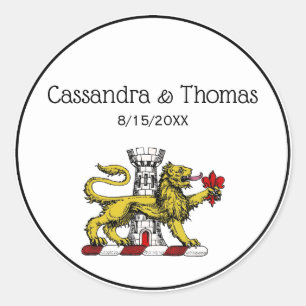 Sticker Rond Tour Lion Fleur de Lis Crest Emblem C