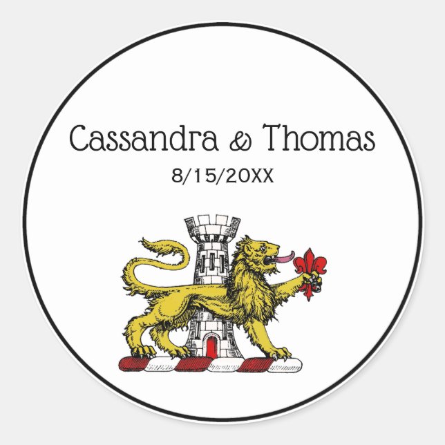 Sticker Rond Tour Lion Fleur de Lis Crest Emblem C (Devant)