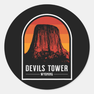 Sticker Rond Tour Rétro Devils Tower National Monument Wyoming