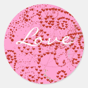 Sticker Rond Tourbillon de coeur rouge et rose