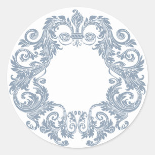 Sticker Rond Tourbillons Antique Bleu Poussiéreux