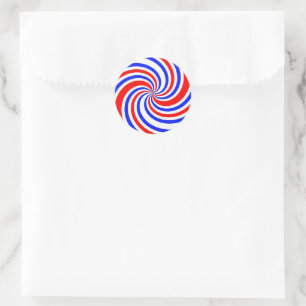 Sticker Rond Tourbillons rouges, blancs et bleus