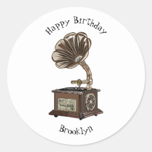 Sticker Rond Tourne-disque dessin animé