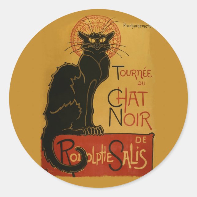 Sticker Rond Tournee de Conversation Noir Chat noir (Devant)