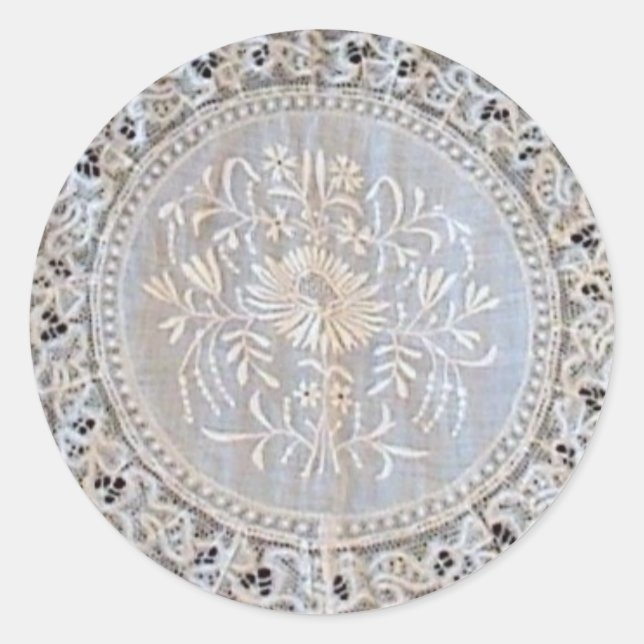 Sticker Rond Tournée française de dentelle de Normandie (Devant)