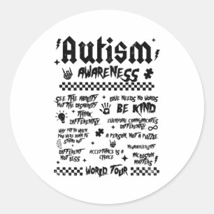 Sticker Rond Tournée mondiale de l'autisme Sensibilisation à l'
