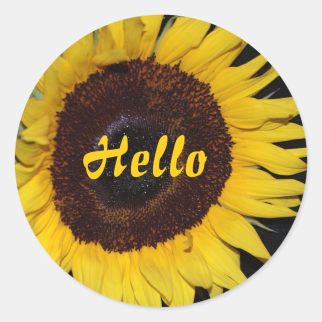 Sticker Rond Tournesol, Bonjour (Devant)