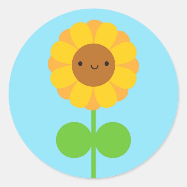 Sticker Rond Tournesol de Kawaii (Devant)