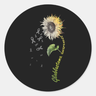 Sticker Rond Tournesol de sensibilisation à la glioblastomie