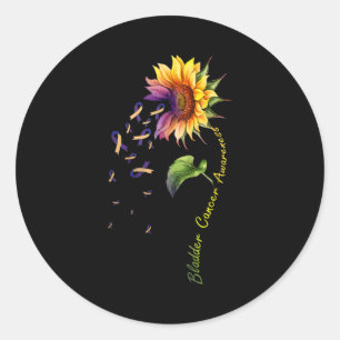 Sticker Rond Tournesol de sensibilisation au cancer de la vessi